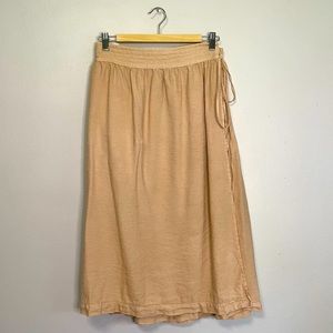 Peach Pink Midi Linen Wrap Skirt